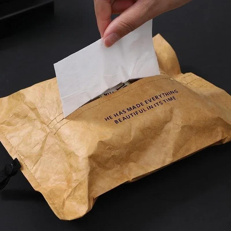 Papiertuch-Set Stoff Taschentuchbox Tasche Staubdicht Wasserdicht Tragbar für Auto Zuhause Büro Innenraum Taschentuchbox Abnehmbares Taschentuch