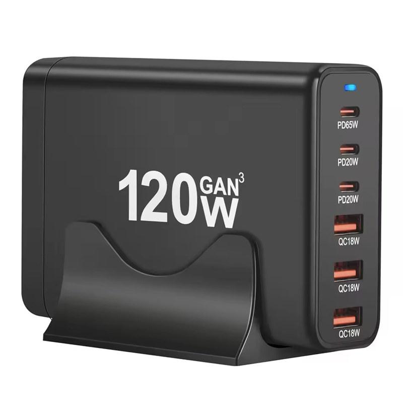 120W GaN Charger 6 Ports USB Type C PD Charger Quick Charge USB3.0 Type C Quick Charger Mobile Phone USB Charger