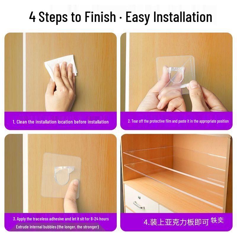 Acrylic No-Drill Shelf Divider for Wardrobes and Cabinets