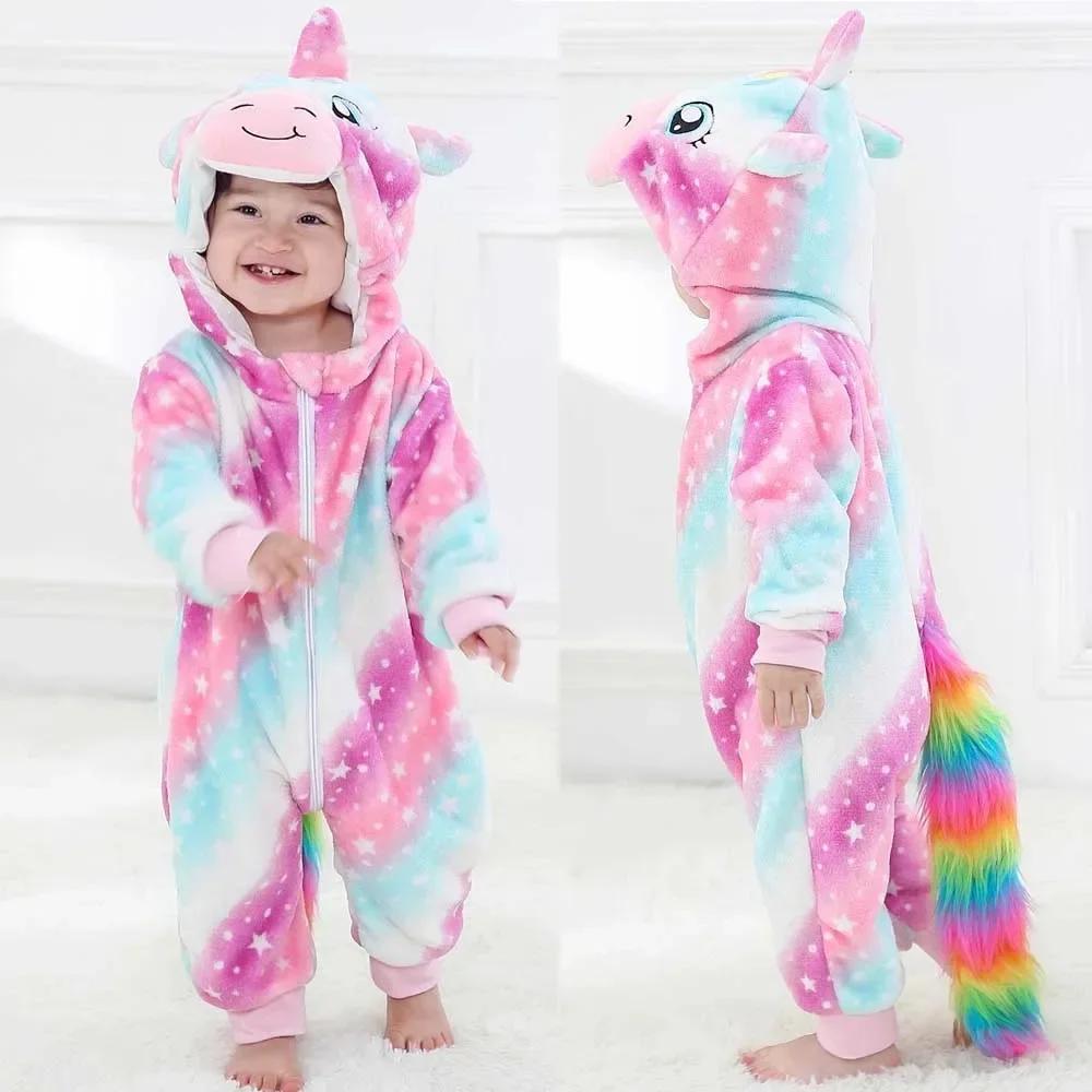 Kigurumi Cat Onesie Kids Unicorn Pajamas for Children Animal Cartoon Blanket Sleepers Baby Costume Winter Boy Girl Jumspuit