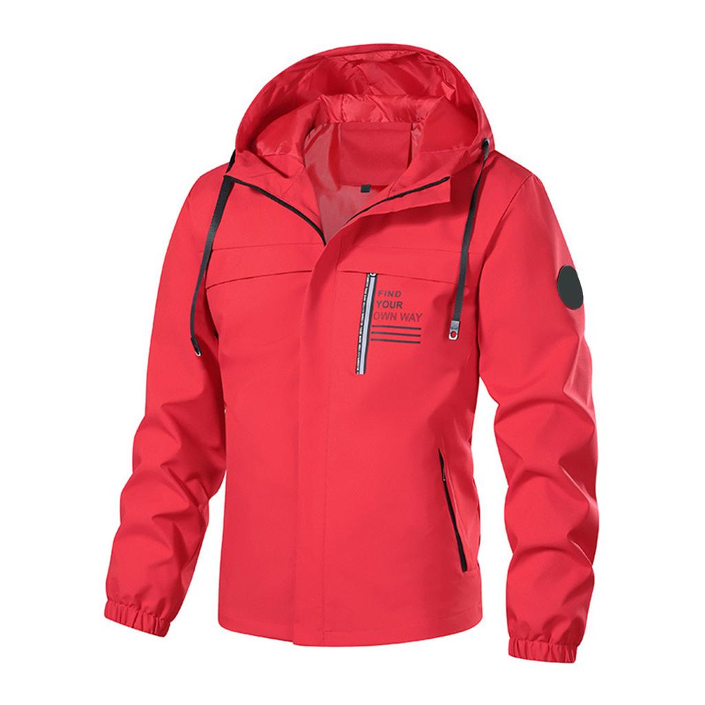 Men's Three Layer Composite Casual Hooded Jacket Single Coat Men's Outdoor Mountaineering Jacket Coat