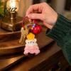Mini Sock Ornament Yarn Crochet Christmas Keychain with Bell, Handmade Tree Hat Glove Wreath Cute Stocking Stuffer Key Ring Pendant, Holiday Bag Charm