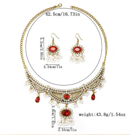 Elegant Retro Rhinestone Water Drop Necklace & Earring Set for Women