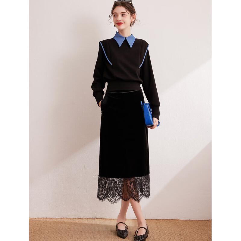 Bailuyu Women's Color Block Faux Two-Piece Pullover Hoodie