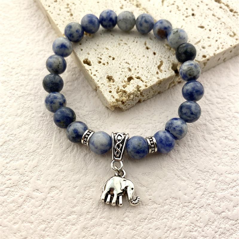 Lucky Natural Stone Beaded Bracelet Fashion Cute Elephant Unisex Bracelet Jewelry Bracelet