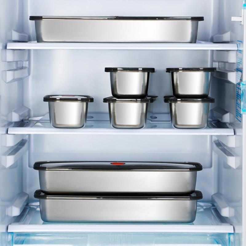 201 Stainless Steel Bacon Tray With Lid, Suitable For Fruits, Vegetables, And Meats, Kitchen Cleaning, And Refrigerator Storage