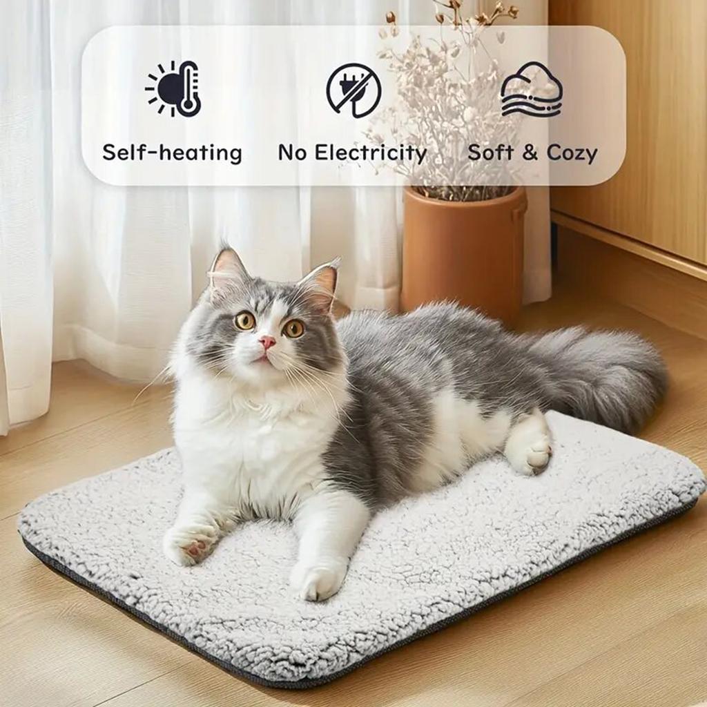 Auto Heating Pet Pad with Detachable Heating Cores Slip Resistant Bottom Soft Fabric Warming Mat For Dog Home Travel Use