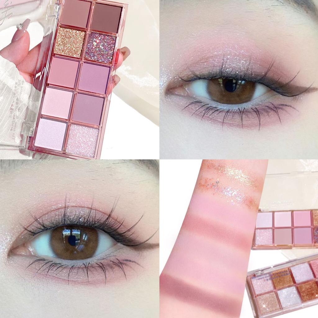 Eyeshadow Palette Including Matte and Shimmering Glitter Options in Brown, Golden, Nude, Purple, and Silvery, Ideal for Festival Makeup