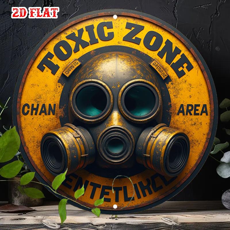 

2D Metal Retro Gas Mask Wall Art 5.9in Tin Sign Man Cave Home Decor (as the picture,20cm)