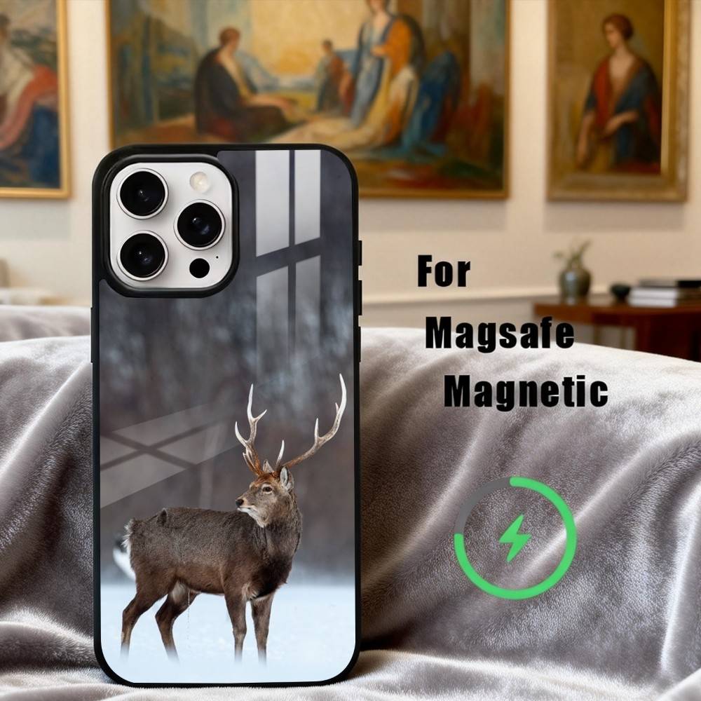 The Graceful Sika Deer Phone Case For iPhone17,16,15,14,13,12,11 Plus,Pro Max Magnetic For Magsafe Wireless Charging