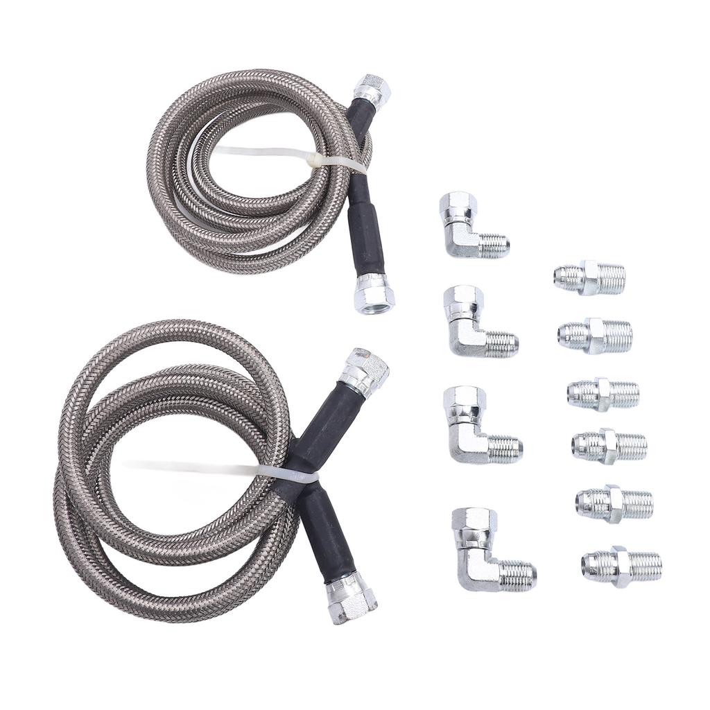 6AN 52in Transmission Fluid Oil Cooler Hose Kit Stainless Steel PTFE Transmission Cooler Lines for Trucks