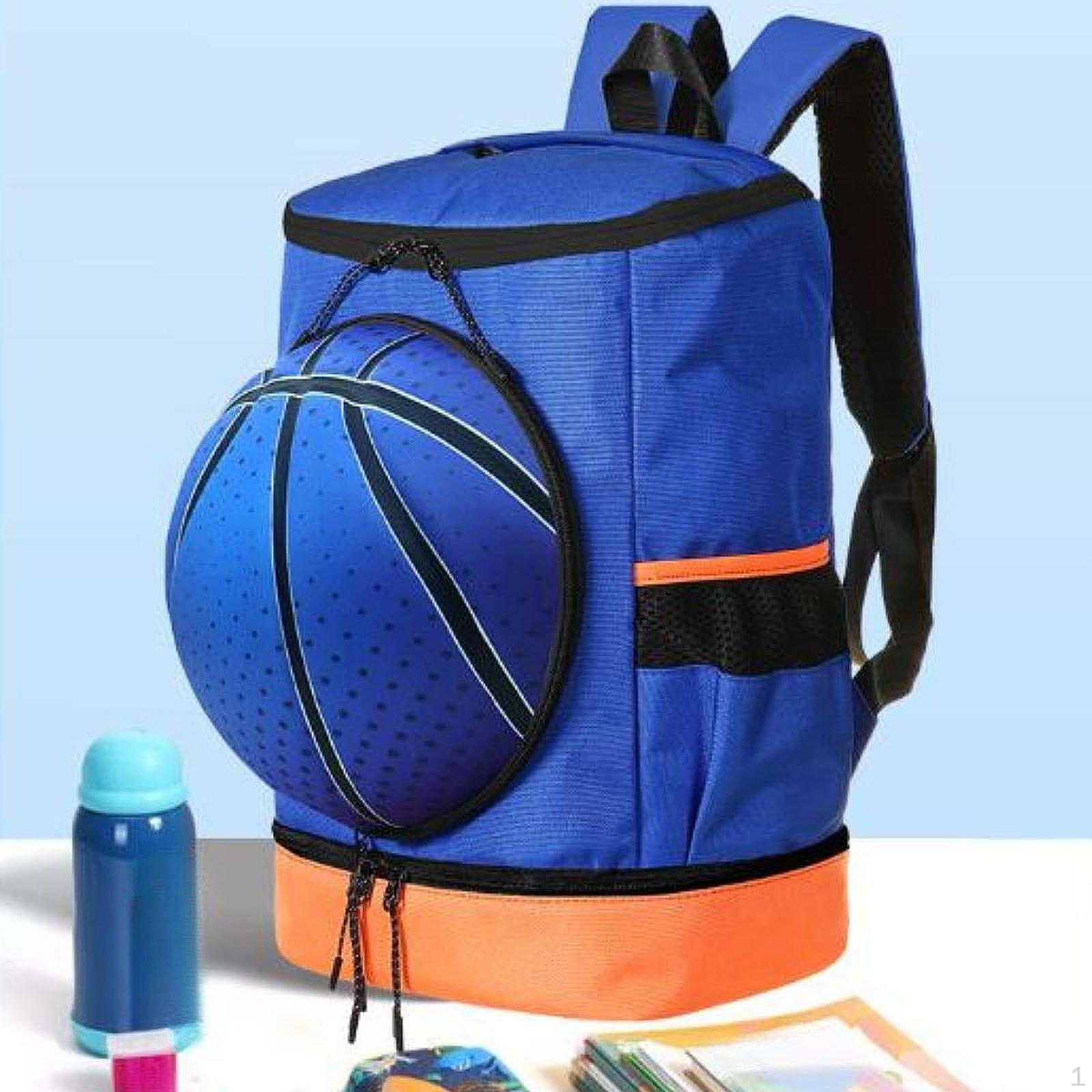 

Баскетбольный рюкзак, спортивная сумка, стильная, универсальная, с держателем для мячей, для спорта на открытом воздухе Blue Orange M Kids