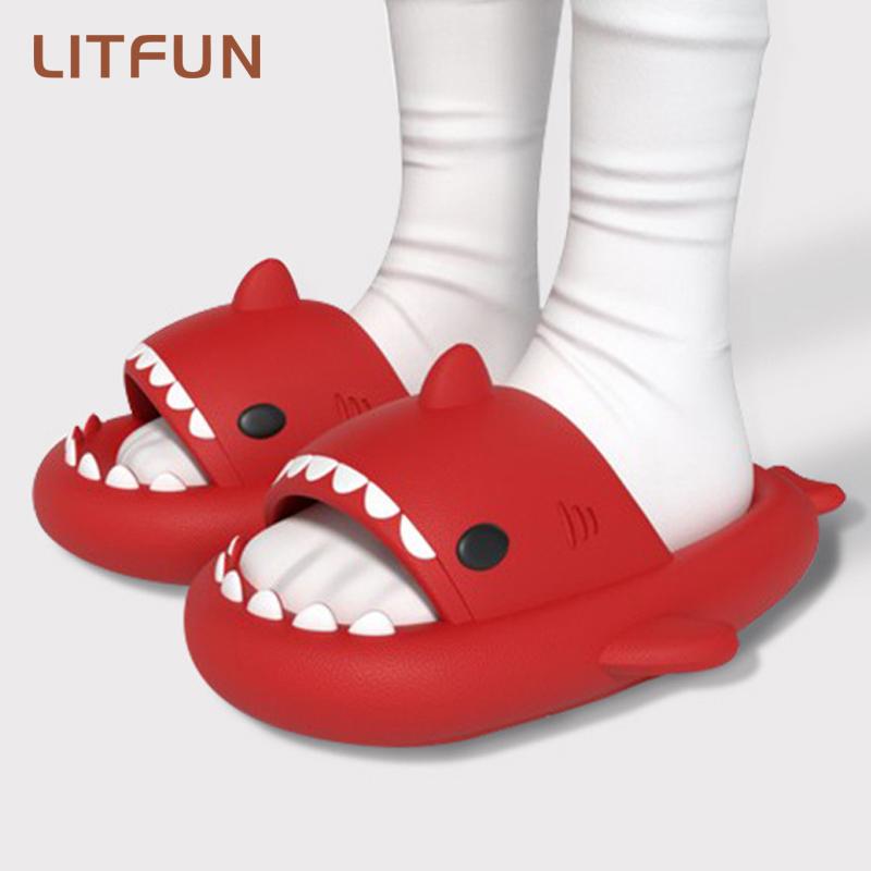 Fashion Litfun Thick-soled Shark Slippers For Women Men Premium Casual Sandals Classic Outdoor Couples Funny Slides EVA Home Cute Shoes