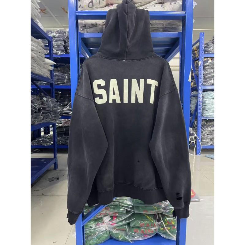 Mens Oversized Hooded Sweatshirt With Letter Print Washed Vintage Cotton Blend Loose Fit Streetwear