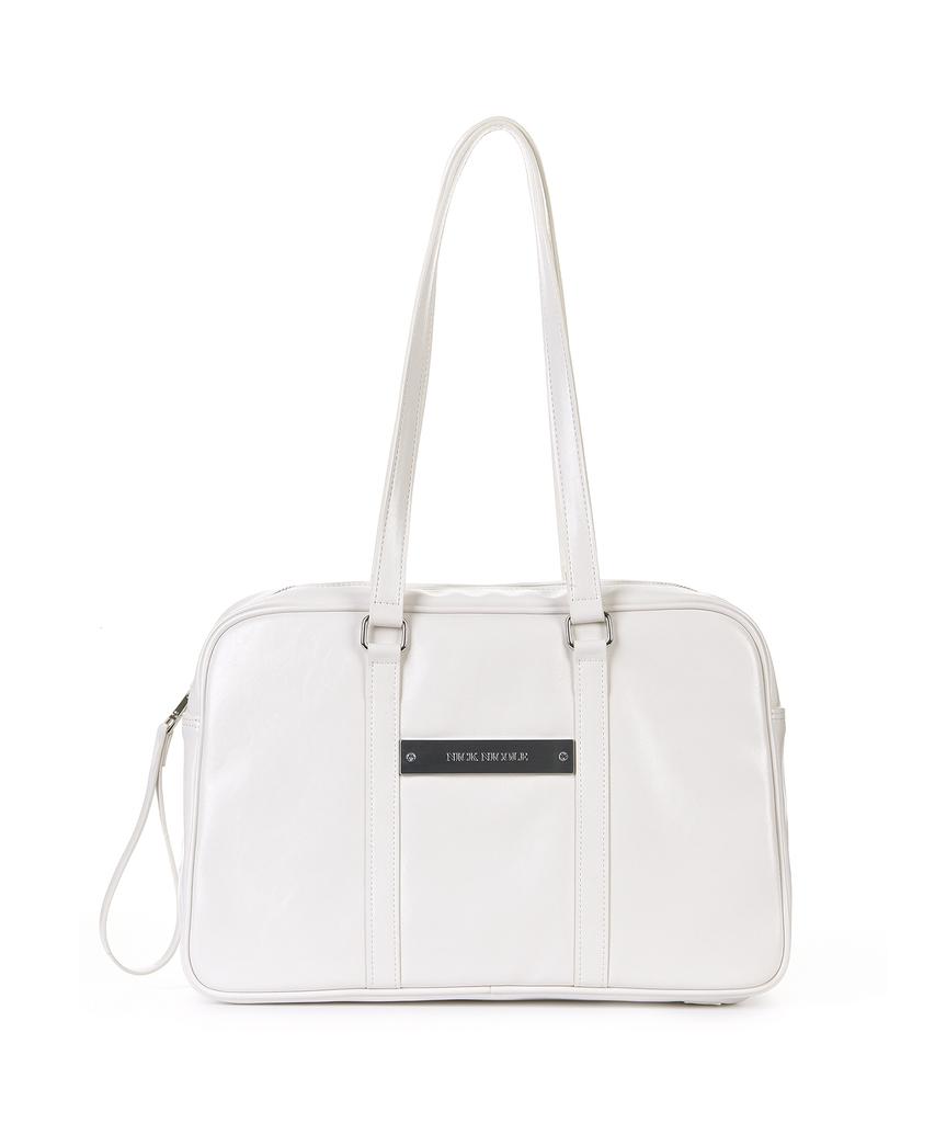 Nick&Nicole Crystal Leather Boston Bag_Cream