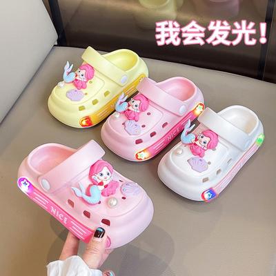 New Cartoon Hole Shoes Children's Cute Non-slip Bottom Baby Girl Mermaid Beach Shoes Hair