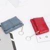 Portable PU Leather Coin Purse Mini Zipper Leather Purses with Keychain Solid Color ID Credit Card Holder