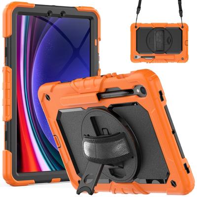 For Samsung Galaxy Tab S9 / S9 FE / S10 FE Lucky Wheel Grip Silicone Hybrid PC Tablet Case with Shoulder Strap