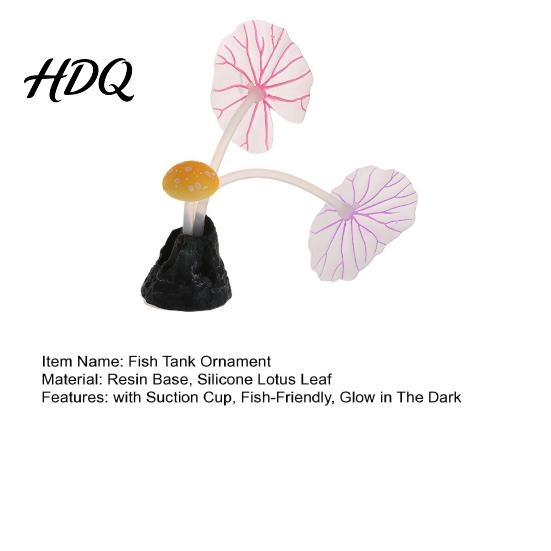 Underwater Silicone Leaves Aquarium Artificial Plant Ornament Soft Lotus Leaves Suction Cup Glow Decoration in The Dark Safe Accessory for
