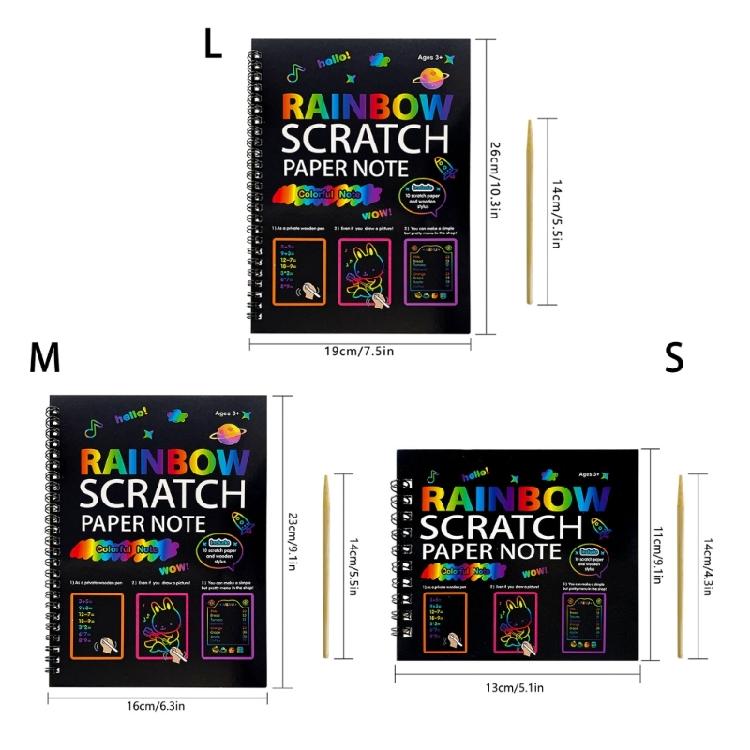 Portable Scratch Drawing Book Built in Colorful Pattern Twin Coil Binding Doodling Book for Children Adult Art Drawing