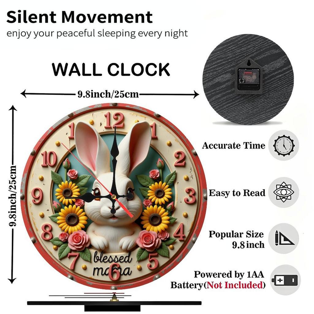 25x25cm Wood Wall Clock Designed for Indoor Use Only