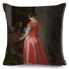 Vintage Style Woman Cushion Cover Decor Europe Lady Girl Print Pillowcase 45*45Cm Polyester Pillow Case For Sofa Home Car
