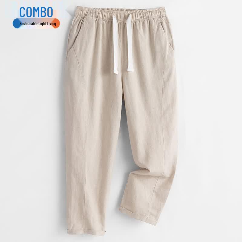 Men s Loose Fit Cotton Linen Casual Pants 2XL