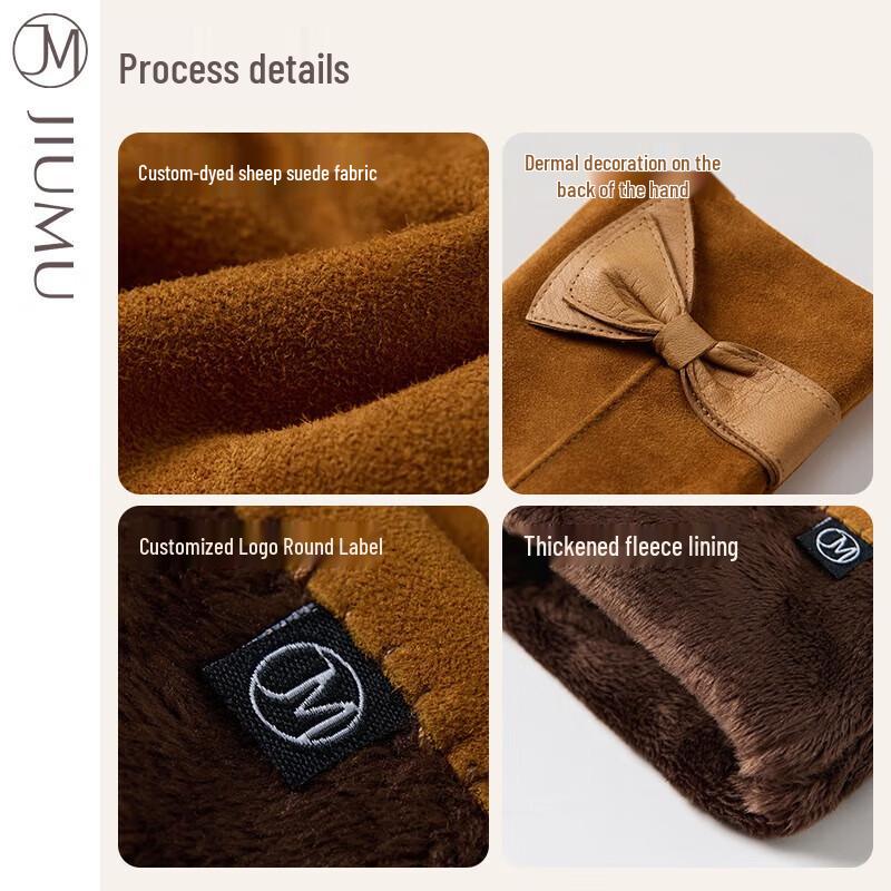 JIUMU Women's Winter Genuine Leather Lined Gloves