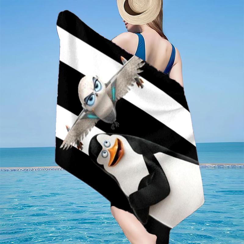 Penguins dventure Beach Towel, Super Soft Microfiber, Gift for Her/Him, Birthday, for Pool, Beach, Travel, Home Decor Fan gifts