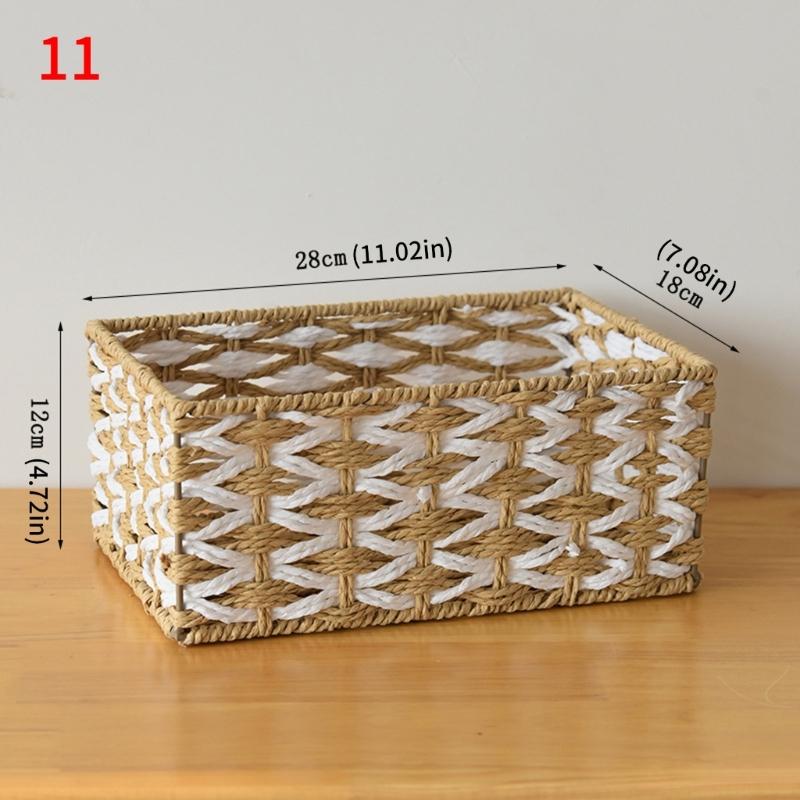 Woven Storage Basket Handmade Paper Rope Basket Storage Bin Woven Organiser Box For Living Room Entryway Bedroom Dresser
