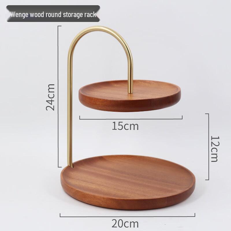 Multi-Layer Wooden Serving Tray Double Layer Round