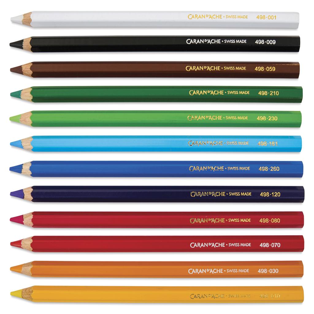 Caran d'Ache Swiss Color Maxi Water-Soluble Colored Pencils, 12 Colors, Paper Box, 0498-812, Art Supplies, Drawing Supplies