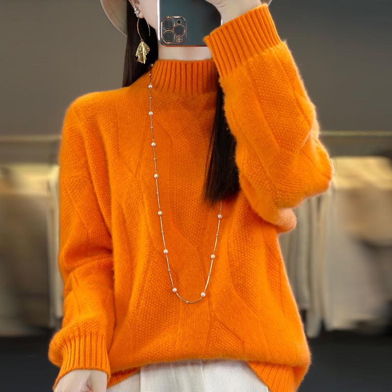 Women Sweater 100% Wool MODERN NEW SAGA Turtleneck Knit Pullover Thick Winter Jumpers Female Knit Tops