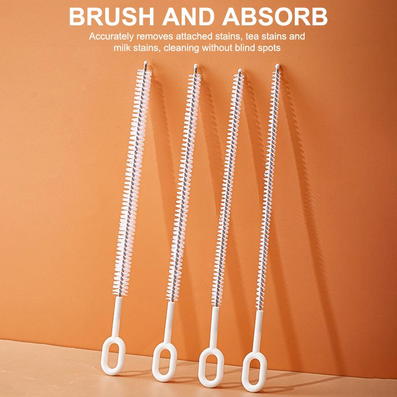 1/4Pcs Straw Cleaner Brush 4 Diameters Full Coverage Bristles Extra Long Pipe Straw Cleaners Brush For Tumbler Sippy Cup Kettle