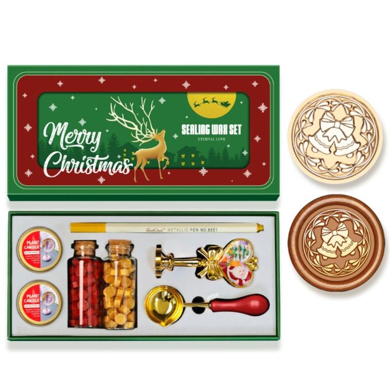 

Vintage Seal Stamp Set With Christmas Seal Stamp, Melting Spoon, Seal Stamp Beads, Candle, Metallic Pen for Scrapbooking