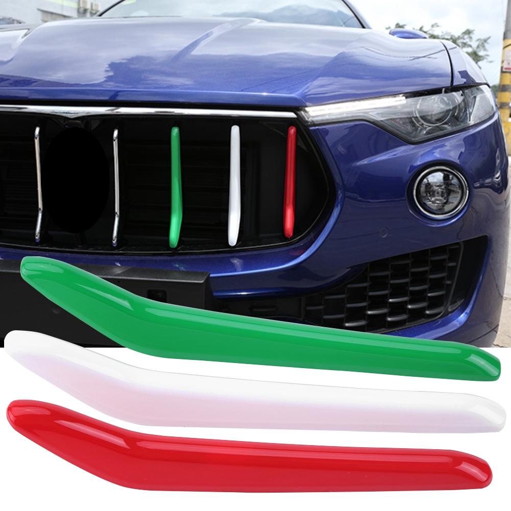 3 Pcs Car Glossy Front Grill Decoration Strips Trim for Maserati Levante 2017 2018
