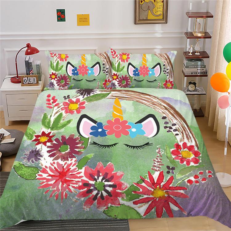 Unicorn Series Digital Printing Quilt Cover Pillowcase Two Or Three-Piece Set Polyester