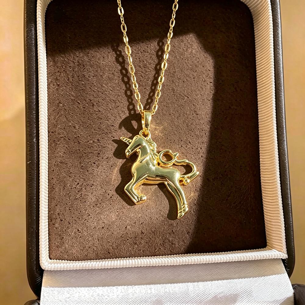 Elegant Luxury Unicorn Pendant Zodiac Necklace for Women