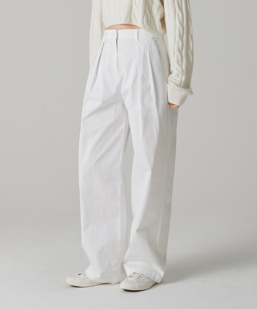 MUSINSA STANDARD WOMAN Women'S Reverse Two-Tuck Wide Chino Pants [White]