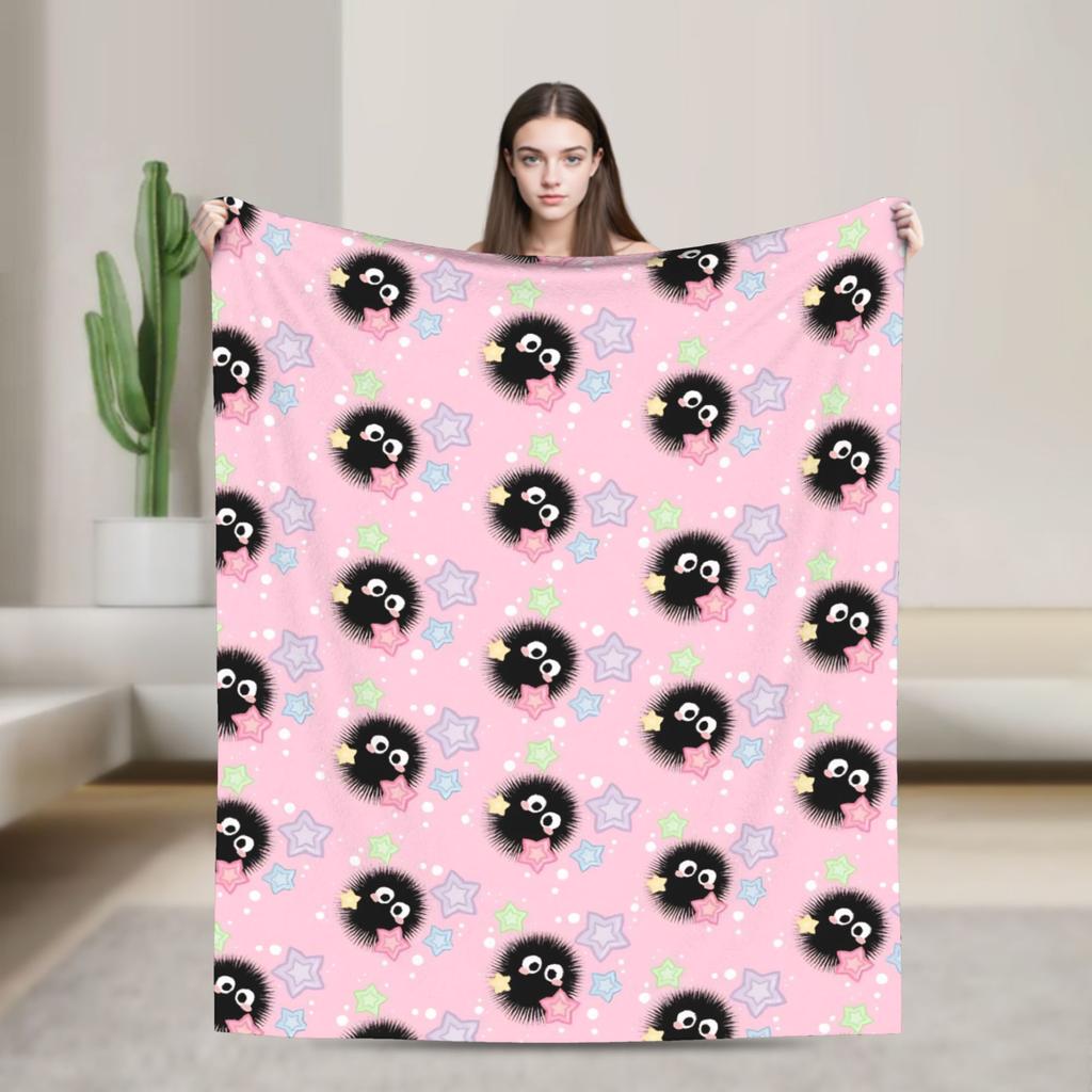 Super Soft Susuwataris Anime Movie TTotoroes Throw Blanket Premium Fleece Flannel Bed Blanket Cozy Plush Blankets All Season
