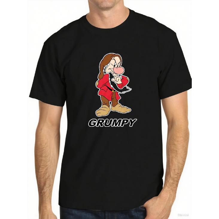 Men S T-shirt Grumpy Dwarf Cartoon Print Design print Summer Casual Short Sleeve T-Shirt Gildan, Summer Outfit, Everyday Tshirt, Fun Design, Graphic S чёрный