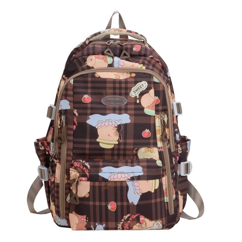 Large Capacity Cartoon Backpack for Men and Women's College Style Cute Little Fresh Printed Schoolbag