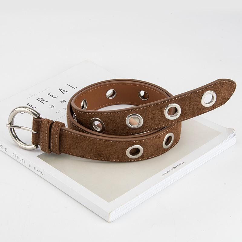 Punk Style Leather Belt Women'S Matte Jeans Decorative Belt Women
