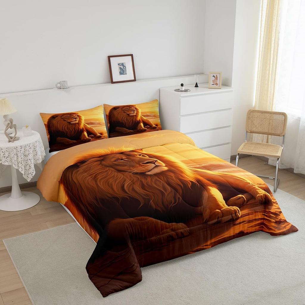 3D lví přikrývka Král zvířat Lví přikrývka Sada pro děti Chlapci Dívky Lovné zvíře Povlečení Sada Jednolůžková sada