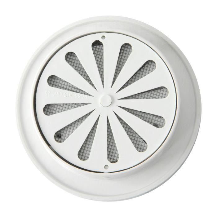 La Ventilazione La ventilation Grille de ventilation en plastique ronde encastrable, blanc, diamètre 96 mm - T8DRB