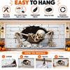 Pongee Fabric Halloween Garage Decoration, Full Skeleton Brick Wall Artwork for Parties and Community Displays