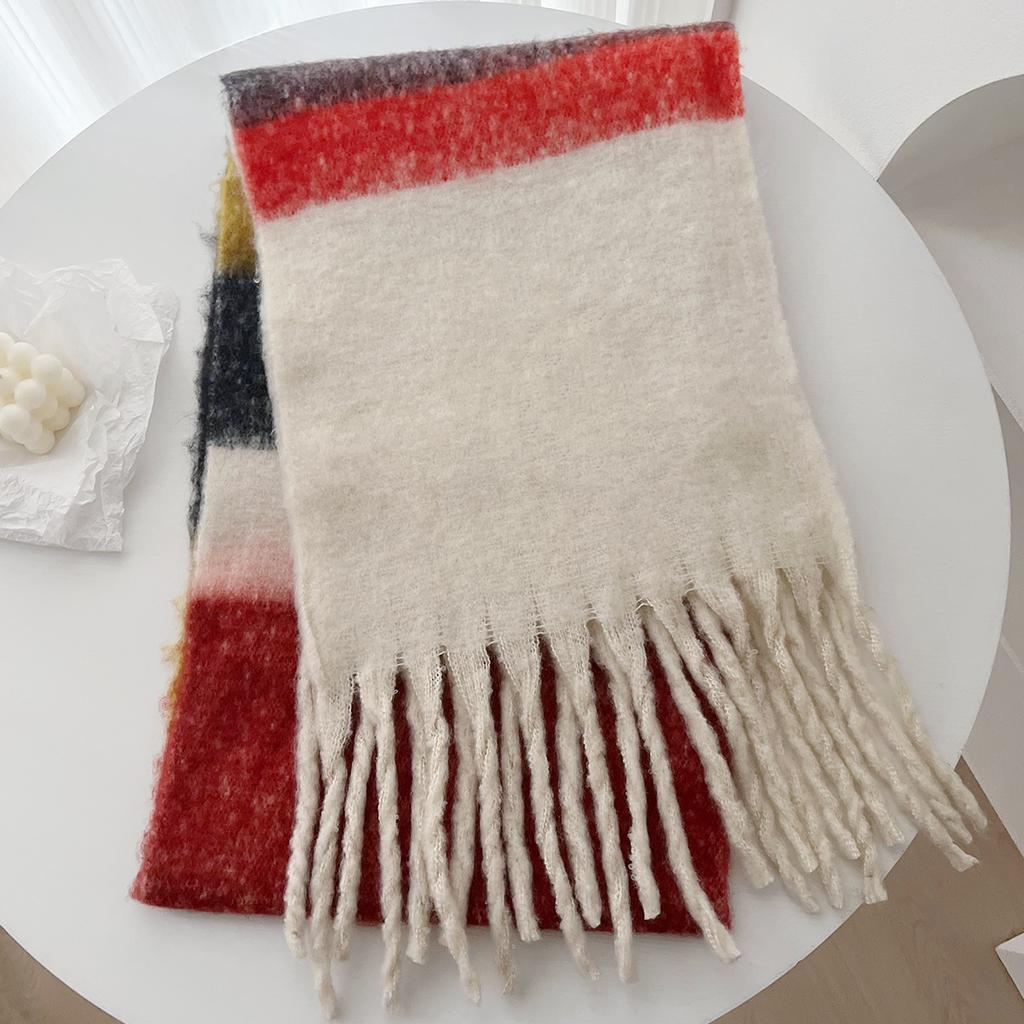 Neuer, atmosphärischer Kaschmir-Imitationsschal mit kariertem Quastenmuster für Damen im Herbst und Winter, mit verdicktem Samt und warmem Hals