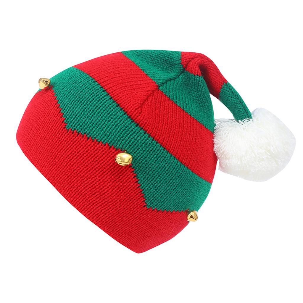 Plush Pom Christmas Santa Hats Striped Holiday Hat for Christmas Party Supplies Christmas Party Decoration