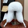 New Winter Men's 100% Real Silver Fox Fur Bomber Hat Raccoon Fur Ushanka Cap Trapper Russian Man Ski Hats Caps Real Leather