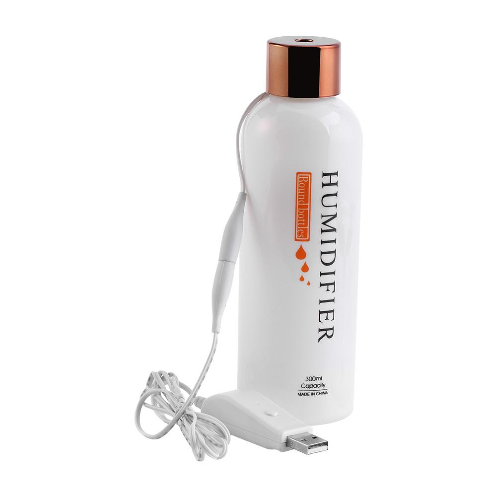 1Pc 300ml Bottle Shape USB Ultrasonic Cool Mist Humidifier Air Purifier Home Office Use (Gold)